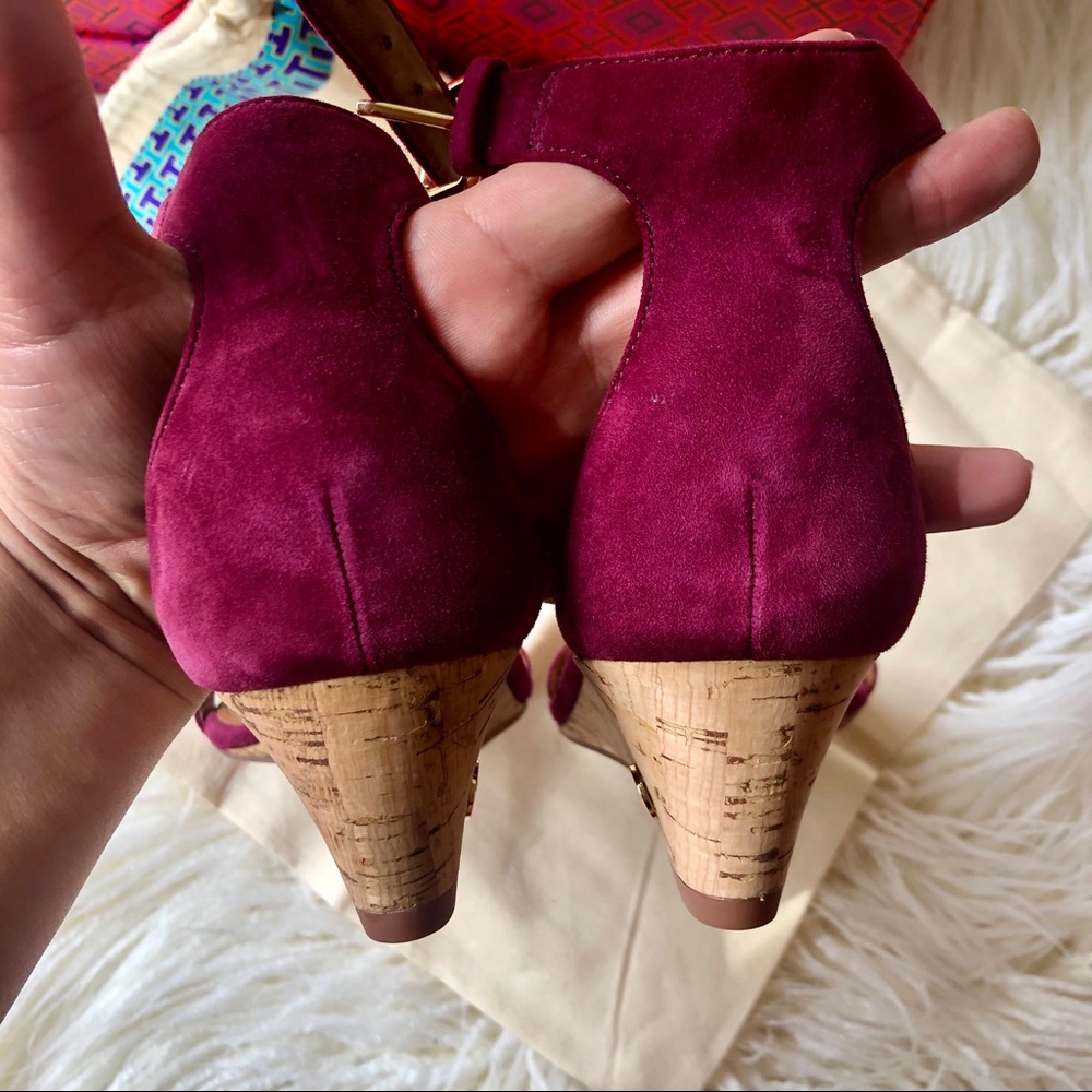CLOSET CLOSING - Last Call! Tory Burch Magenta Suede Ankle-Strap Sandals - Picture 3 of 6